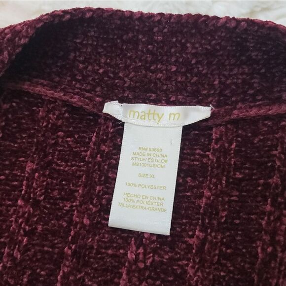 Matty M. Red Cable Knit Ribbed Velvety Soft Open Front Sweater Cardigain - Picture 8 of 8